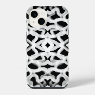 White Tubular Piping On Black iPhone 14 Case