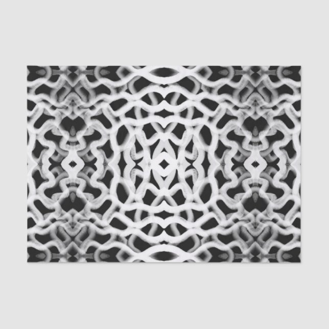 White Tubular Piping On Black  Tissue Paper (Front)