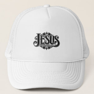 White Tucker Hat with Jesus Name