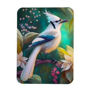 White Tufted Teal Wing Jay Fantasy Bird Magnet