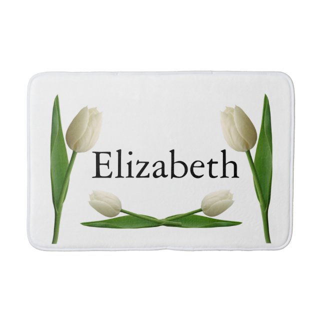 White Tulip Bathroom Bath Mat (Front)