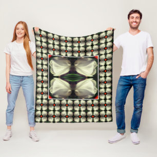 White Tulip Flower Abstract Pattern Fleece Blanket
