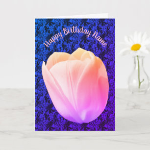 White Tulip Flower Art Personalised Birthday Card