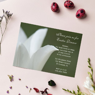 White Tulip Flower Easter Dinner Invitation