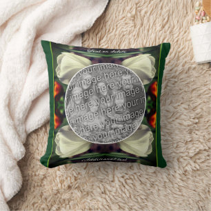 White Tulip Flower Personalised Add Your Own Photo Cushion