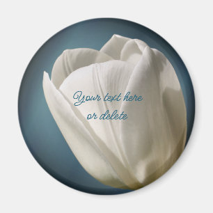White Tulip Flower Personalised Magnet