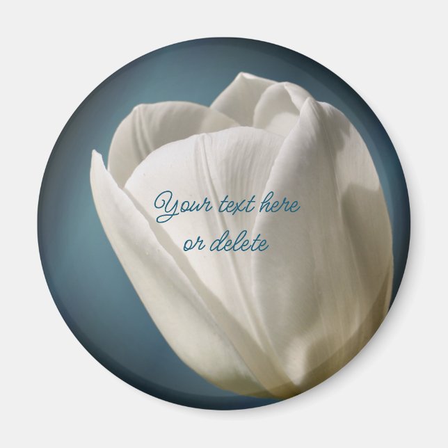 White Tulip Flower Personalised Magnet (Front)