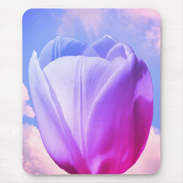 White Tulip Flower Tinted Mouse Pad (Front)