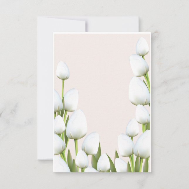 White Tulip flowers  Invitation (Front)