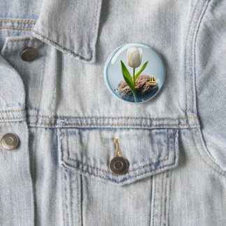 White Tulip in a Bubble 6 Cm Round Badge