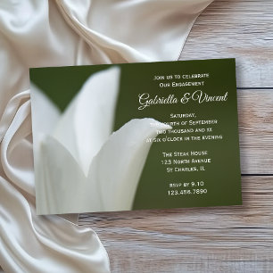 White Tulip on Green Spring Engagement Party Invitation
