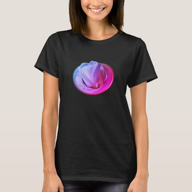 White Tulip Petals Tinted Abstract Floral T-Shirt (Front)