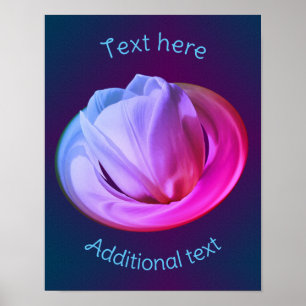 White Tulip Petals Tinted Abstract Personalized Poster
