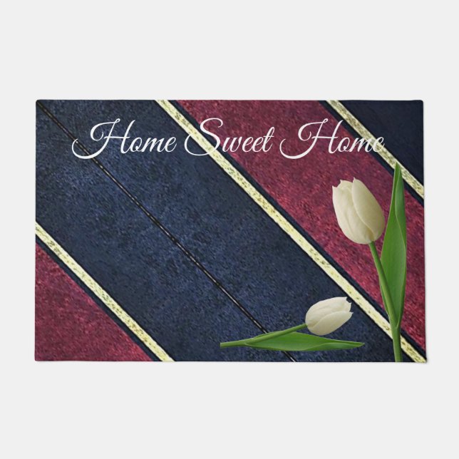 White Tulip Stripe Door Mat (Front)