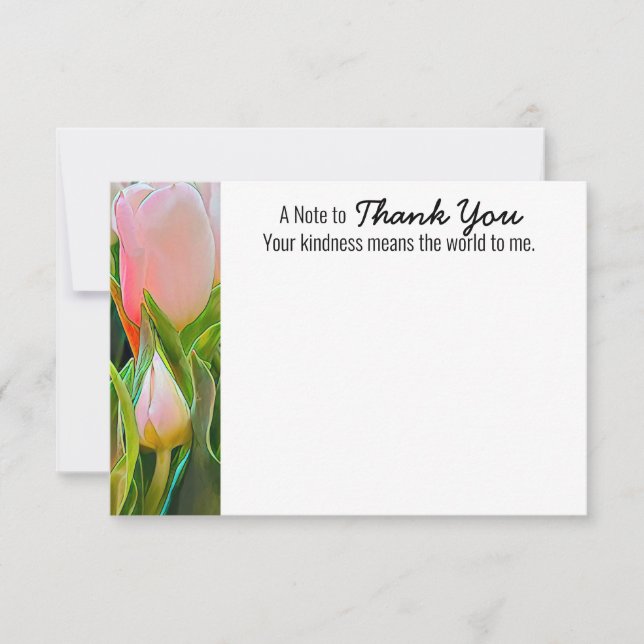 White Tulip Thank You Flat Card (Front)
