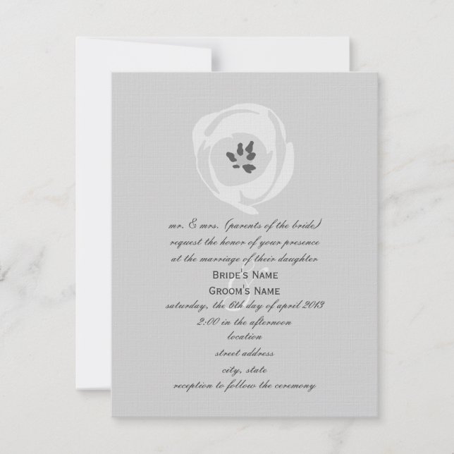 White Tulip Wedding Invitation (Front)