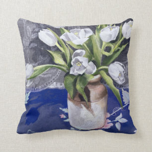 White Tulips 1994 Cushion