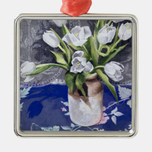 White Tulips 1994 Metal Ornament