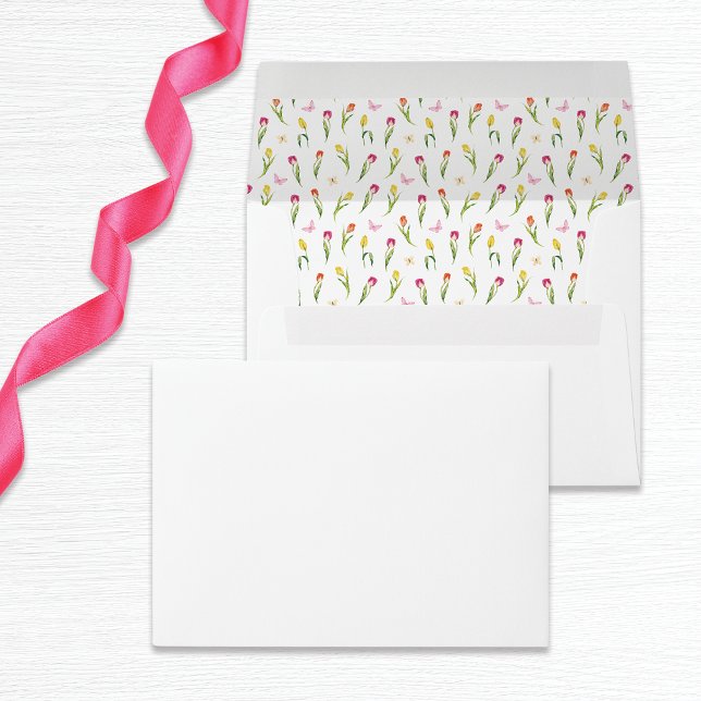 White Tulips & Butterflies Bridal Shower Envelope (Creator Uploaded)