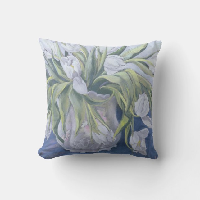 White Tulips Cushion (Front)