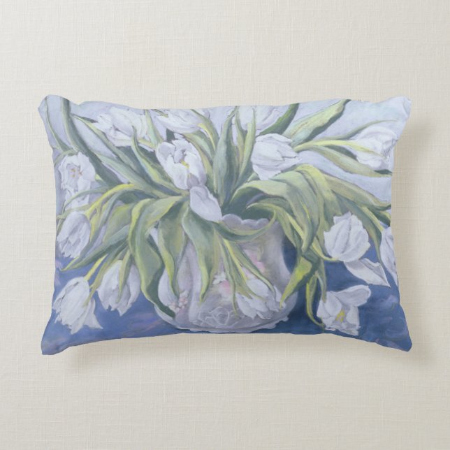 White Tulips Decorative Cushion (Front)