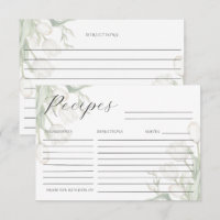 White Tulips Elegant Recipe Card