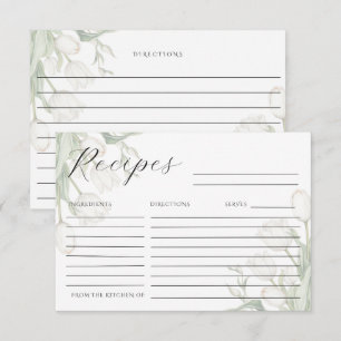 White Tulips Elegant Recipe Card