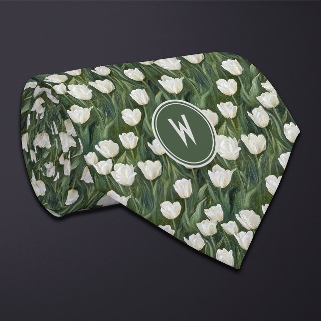 White Tulips Floral  Tie (Creator Uploaded)