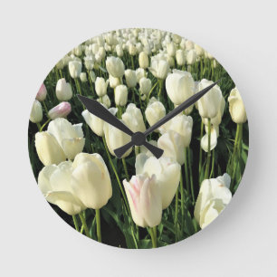 White Tulips in a Field, Oregon Round Clock