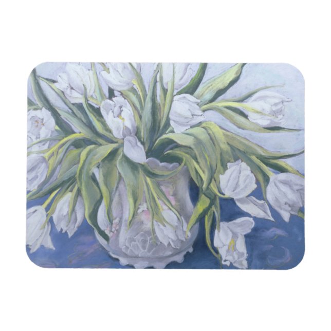 White Tulips Magnet (Horizontal)