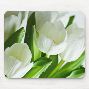 White Tulips Mouse Pad