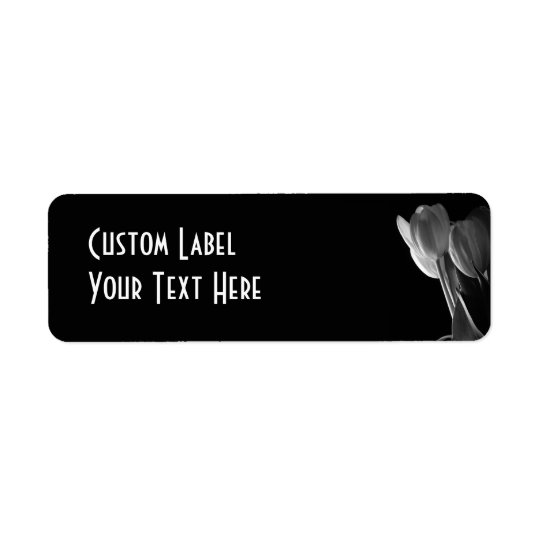 White Tulips Photo On Black Background Return Address Label