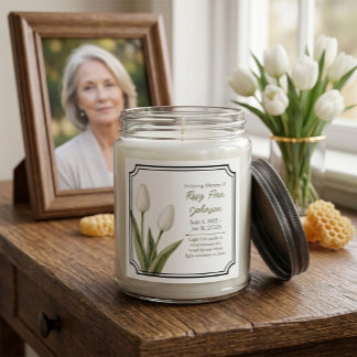 White Tulips Remembrance Candle Sticker