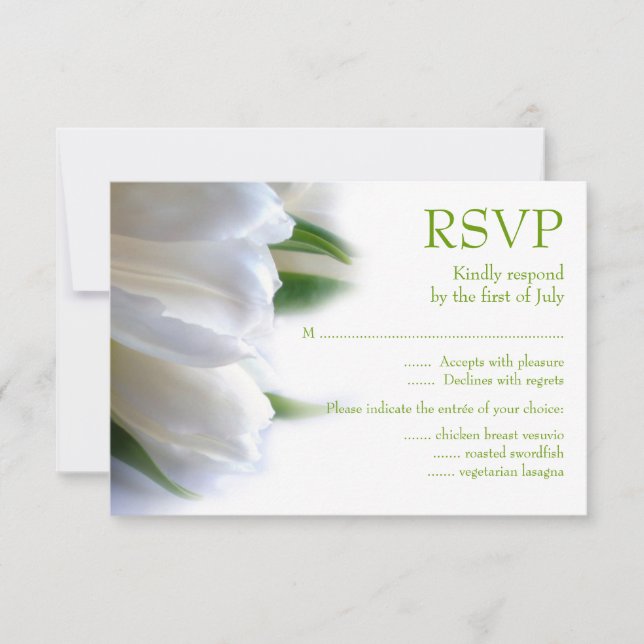 White Tulips RSVP Card (Front)