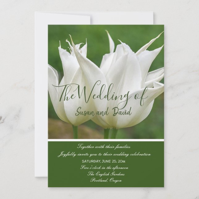 White tulips Wedding Invitation (Front)