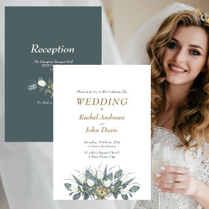 White Tulips With Gold, Wedding Invitation