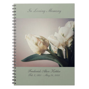 White tulips with green markings memorial notebook