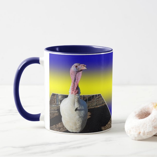 White Turkey Dimensional Popout Art, Mug (With Donut)