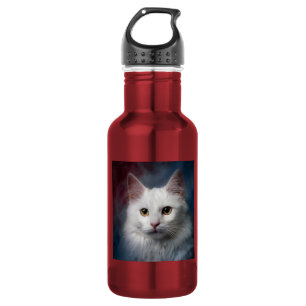 White Turkish Angora Cat Red Blue 532 Ml Water Bottle