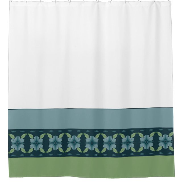 White Turquoise And Soft Green Shower Curtain (Front)