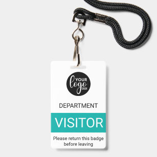 White Turquoise Logo Visitor Colour Code Access ID Badge