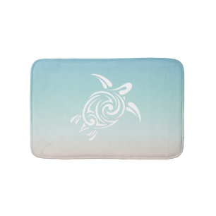 White Turtles Beach Themed Bath Mat
