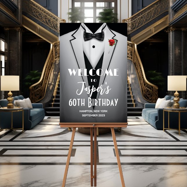 White Tuxedo Black Tie Event Poster Sign (Creator Uploaded)