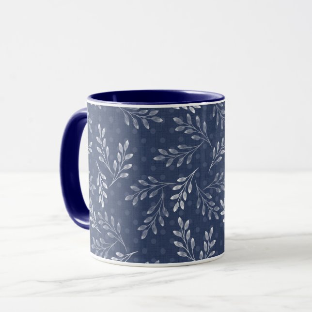 White twigs on blue. mug (Front Left)