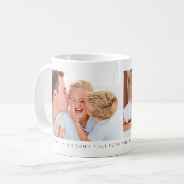 White Two Photo Collage With Custom Message Coffee Mug (Front Left)