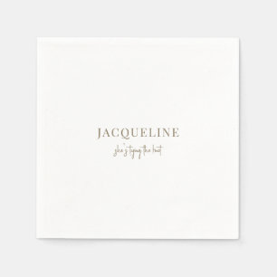 White Tying the Knot Cocktail Napkin