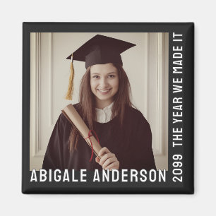 White Typography and Photo Graduation Magnet