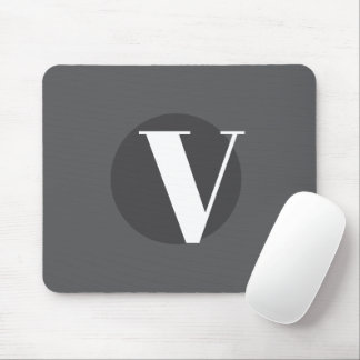 White typography custom initial grey mouse pad
