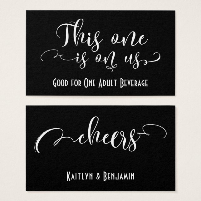 White Typography Drink Tickets w/ Editable Colour (Front & Back)