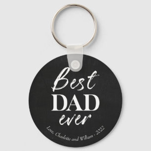 White Typography On Chalk Father's Day Keychain
